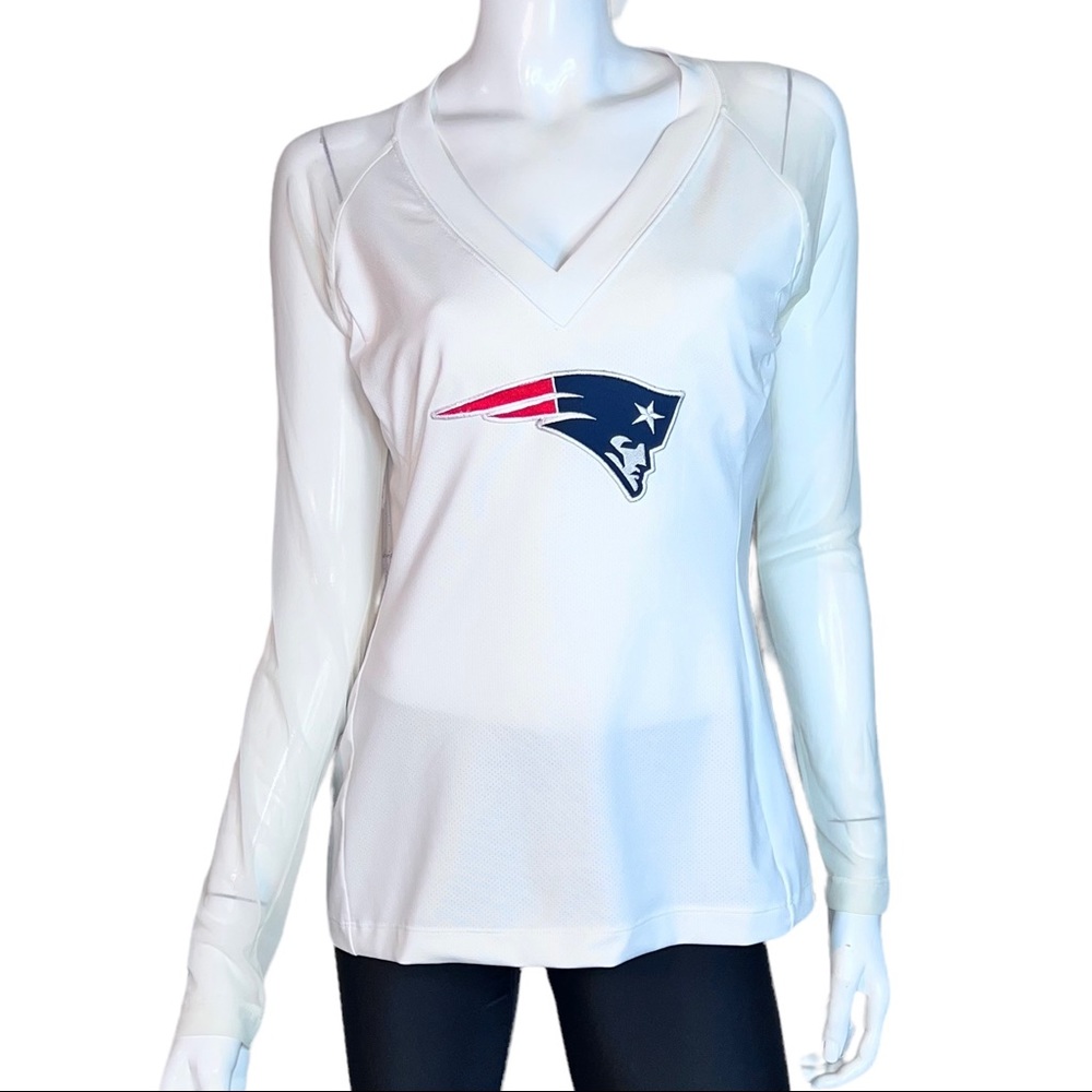 Team Apparel New England Patriots Seer Mesh Long Sleeves Halter‎ White Jersey